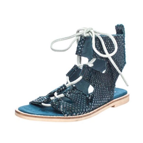 MATISSE SHELLS
Blue Snake Print Sandals  - Picture 2 of 9